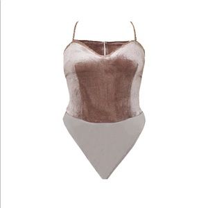 Prettylittlething Plus size velvet bodysuit. Size 16